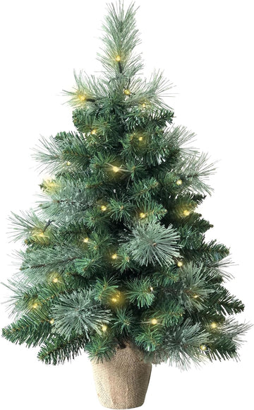 2ft Pre-Lit Artificial Mini Christmas Tree, Battery Operated Xmas Tree