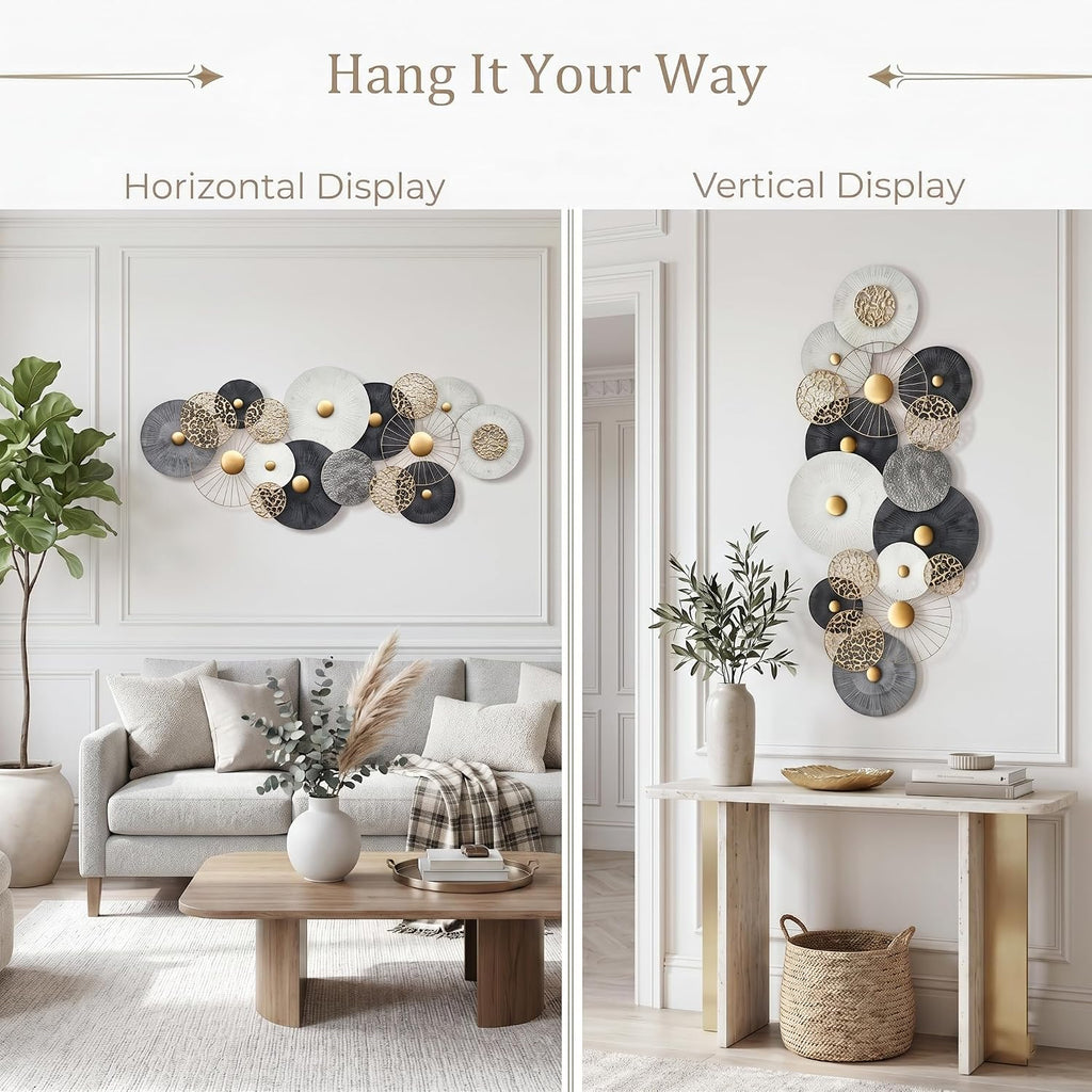 55x24in Large Metal Wall Art Decor,3D Disc Design