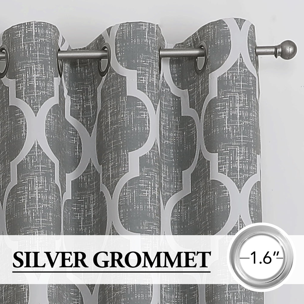 Moroccan 100% Blackout Curtains Bedroom Grey 50x84 2 Panels
