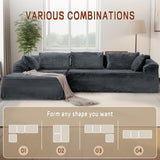 110" L-Shaped Modular Sectional Sofa with Chaise, Boneless Comfy Corduroy Fluffy Couch with Deep Seat and Side Pockets