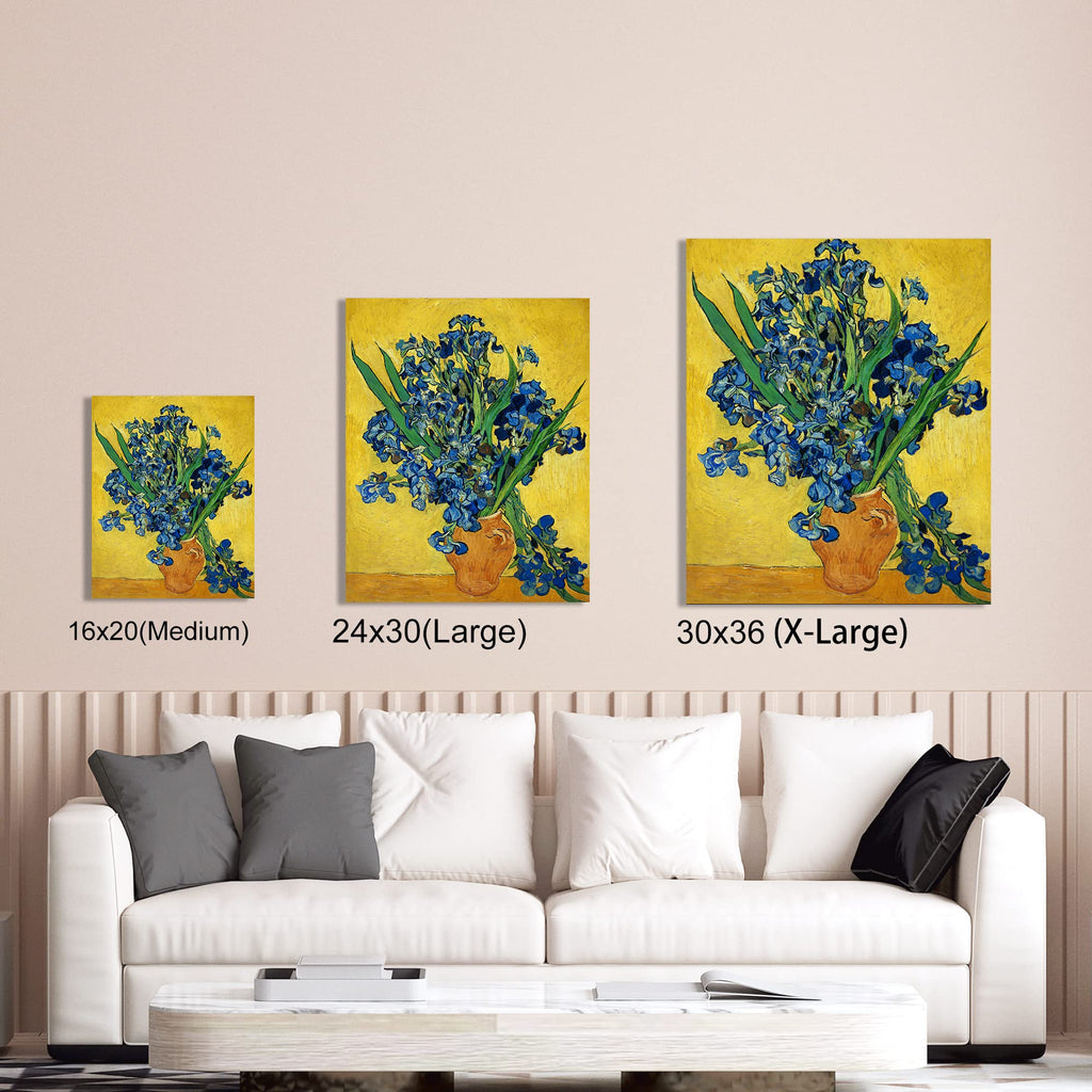 Irises Vase Flower by Vincent Van Gogh. The World Classic Art Reproductions, Giclee Canvas Prints Wall Art Decor
