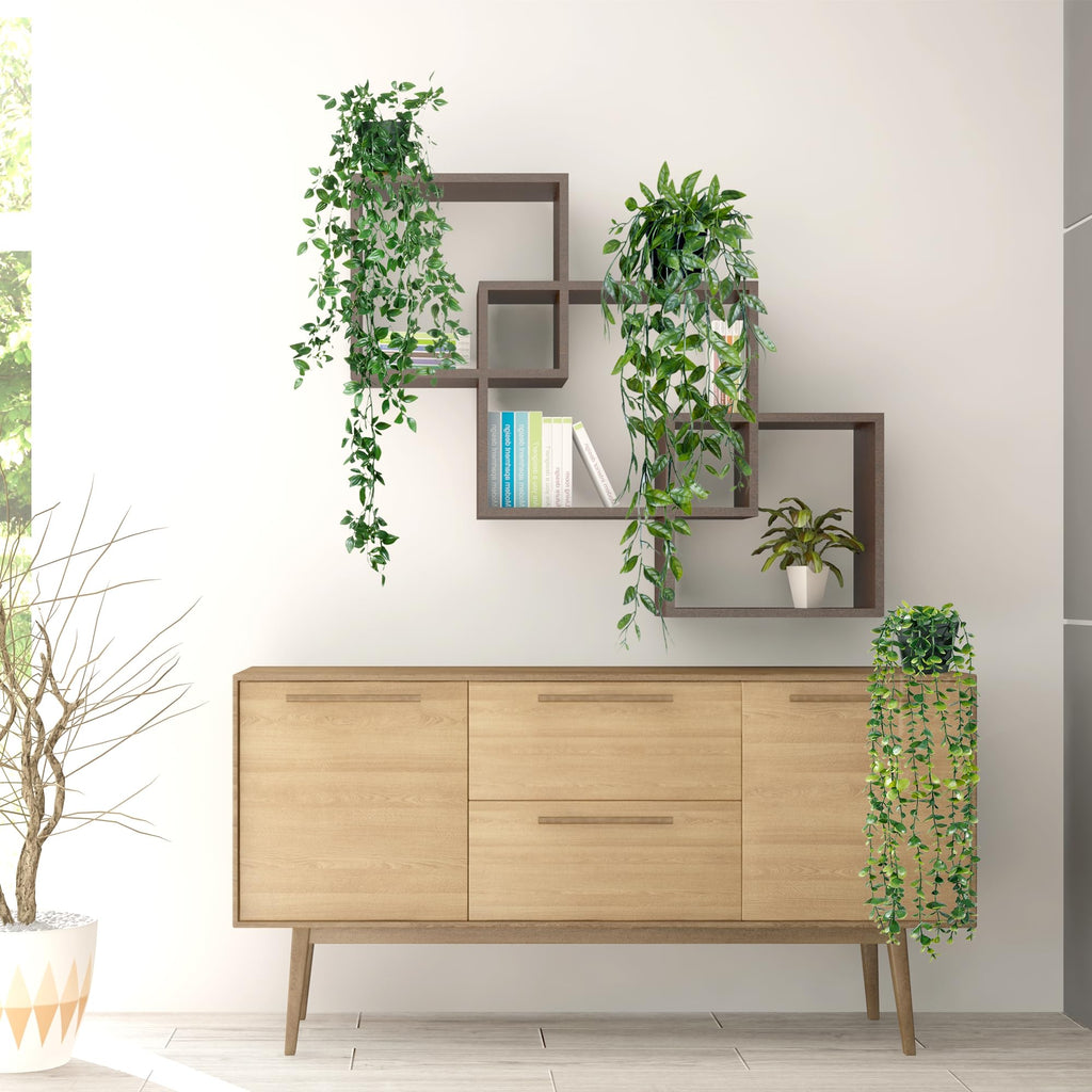 Fake Hanging Plants 3 Pack Artificial Eucalyptus Fake Potted Greenery Faux Eucalyptus Mandala Vine Pea Pod Indoor