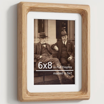 6x8 Picture Frames Natural Oak, Original Wood Hand Make Crafted Photo Frame with Mat to 5x7 Graduation Picture