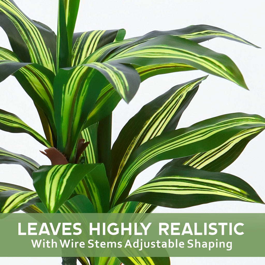 6FT Dracaena Artificial Plants Indoor, with White Tall Planter