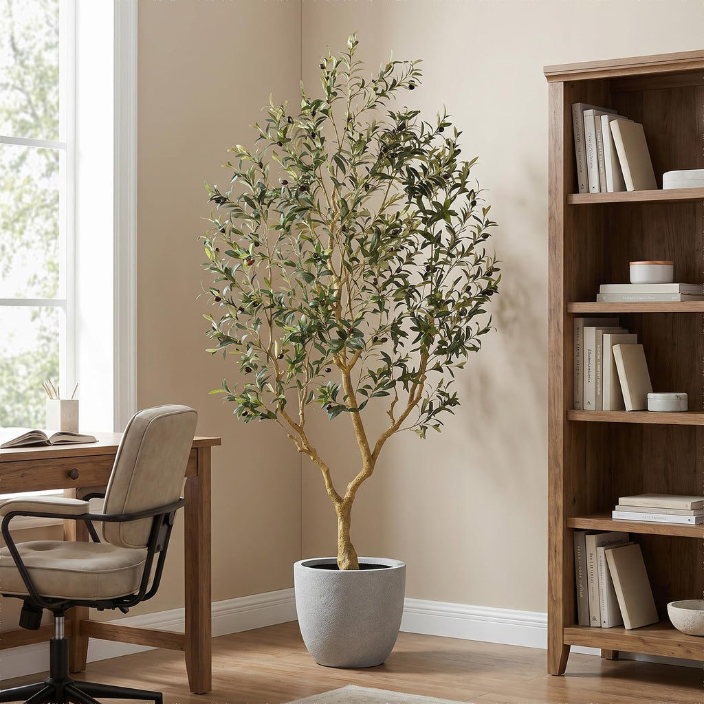 Artificial Olive Tree 7FT with Lifelike Trunk & Realistic Olives