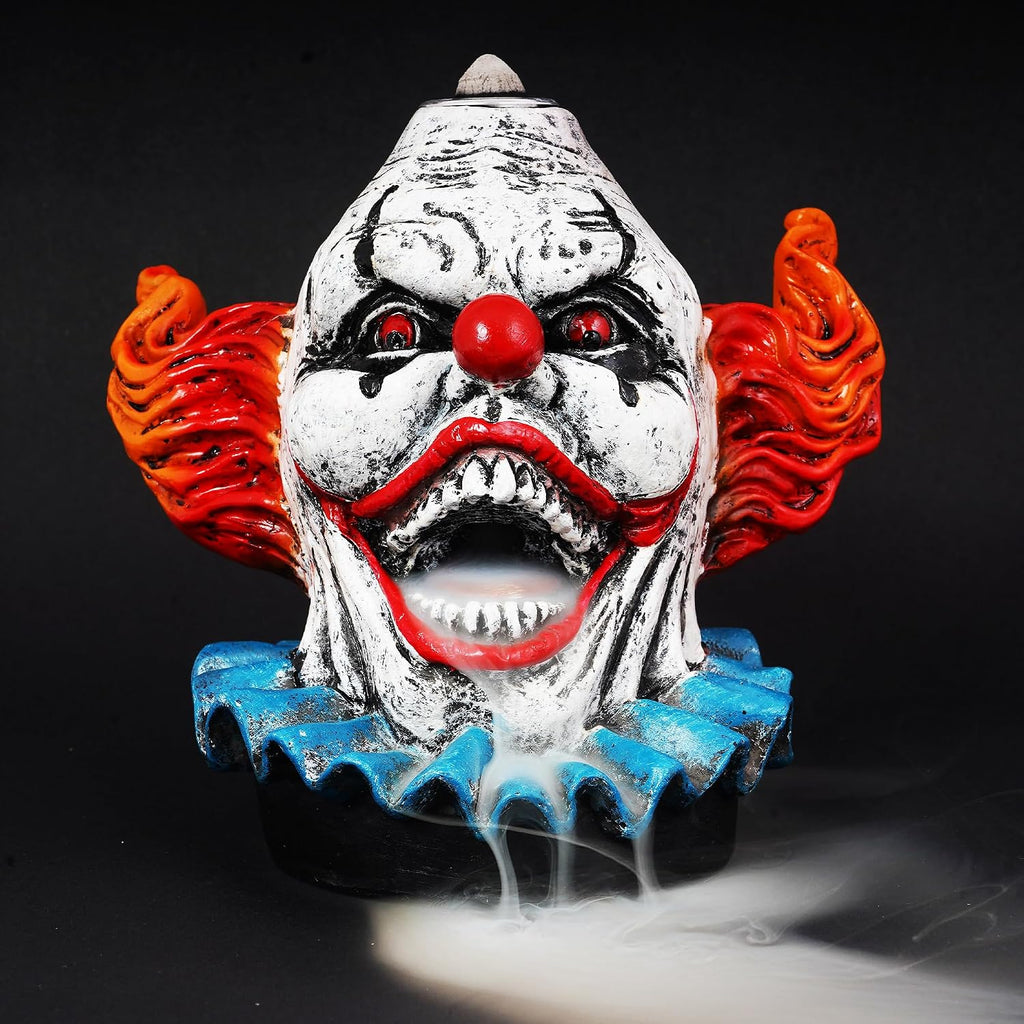 Clown Backflow Incense Burner - 5 x 5 x 3 Inch Hand-Painted Cold Cast Resin | Whimsical Decorative Aromatherapy