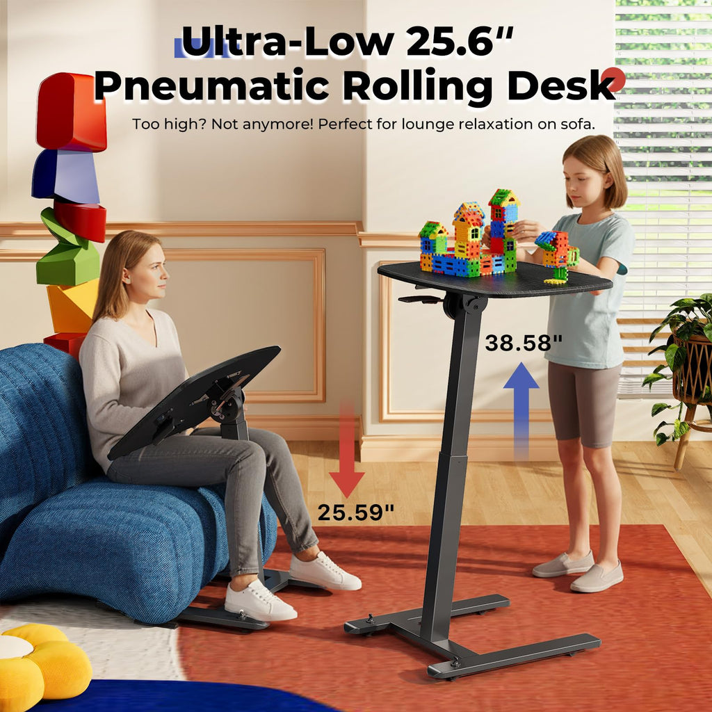 Low Height 90° Foldable Standing Desk, Small Mobile Laptop Desk