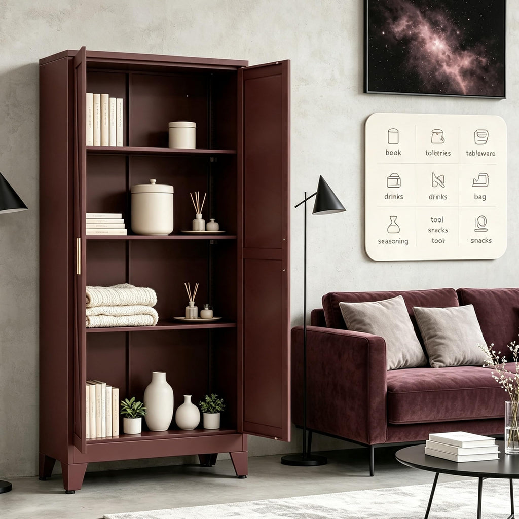 61"H Pantry Kitchen Cabinet with Doors, Black Storage Cabinets, Freestanding Pantry Cabinet, Farmhouse Food Storage