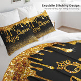 Comforter Set Queen, King Queen Black Gold 3 Pcs Soft Bedding for Kids and Adults