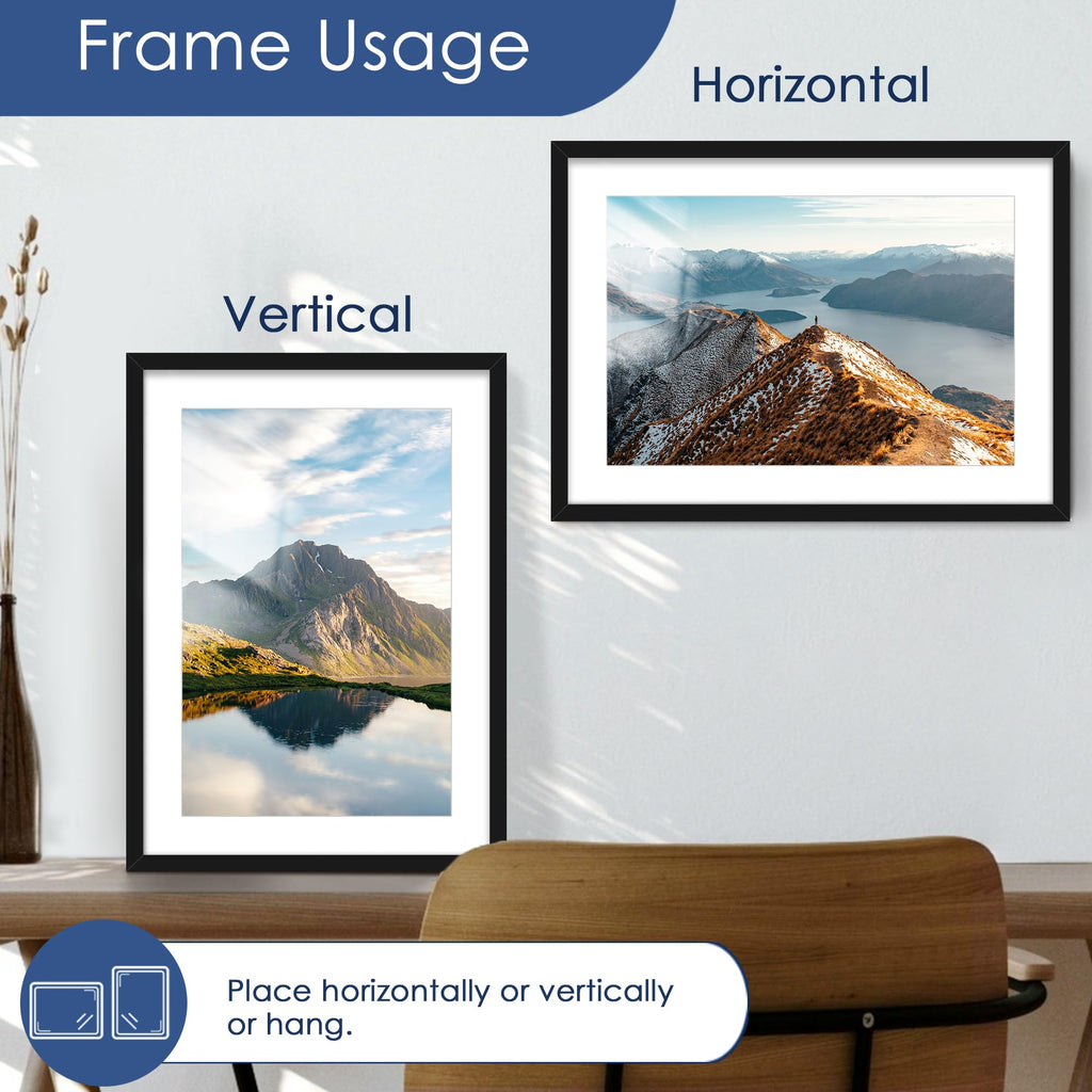 20x28 Picture Frame Set of 6, Wall Mount Display, Black