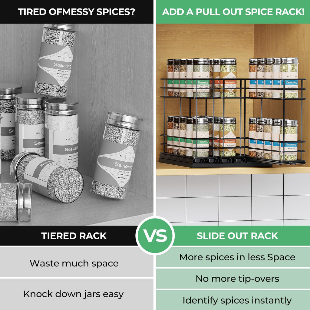 Pull Out Spice Rack Organizer for Cabinet, Slide Out Spice Racks