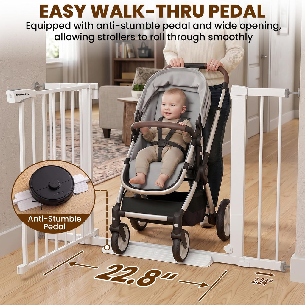 36" Extra Tall Baby Gate for Stairs, 29.7-43" Auto Close Dog Gate
