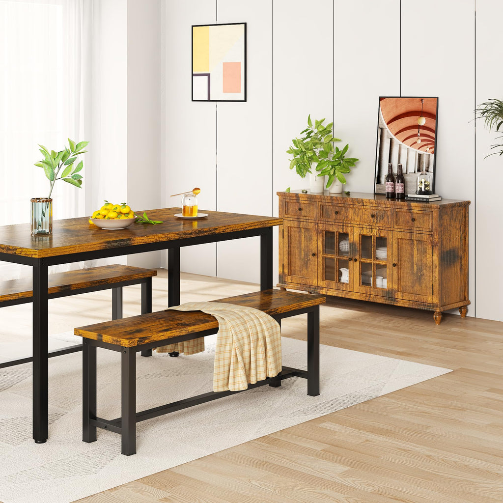 Dining Benches, 39 Inch Kitchen Bench, Pair of 2, Industrial Entryway Benchs Dining Room Bench with Metal Legs