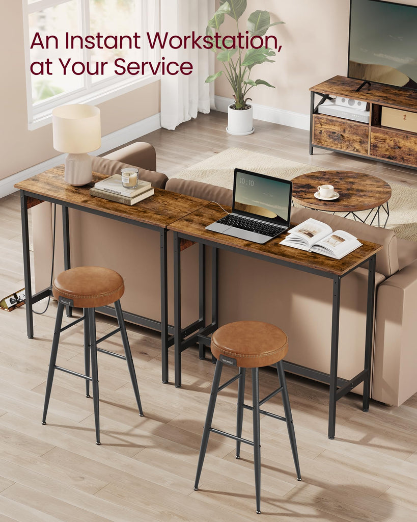 Bar Table with Power Outlets, Computer Desk, 39.4" W