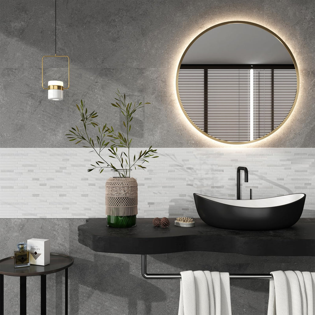 Glossy White Glass Mosaic Subway Tile, Mesh-Mounted, Kitchen & Vanity Wall