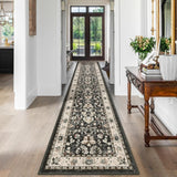 Washable Runner Rug, 2x10 Non-Slip Vintage Farmhouse Hallway Runner Rug with Rubber Backing, Boho So
