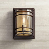 Industrial Rustic Wall Light Sconce Bronze Warm Brass Hardwired 7 1/2" Fixture Clear Glass Shade for Bedroom Bathroom Vanity Reading Living Room Hallway House Home DŽcor A123-B0BB6HCS6W