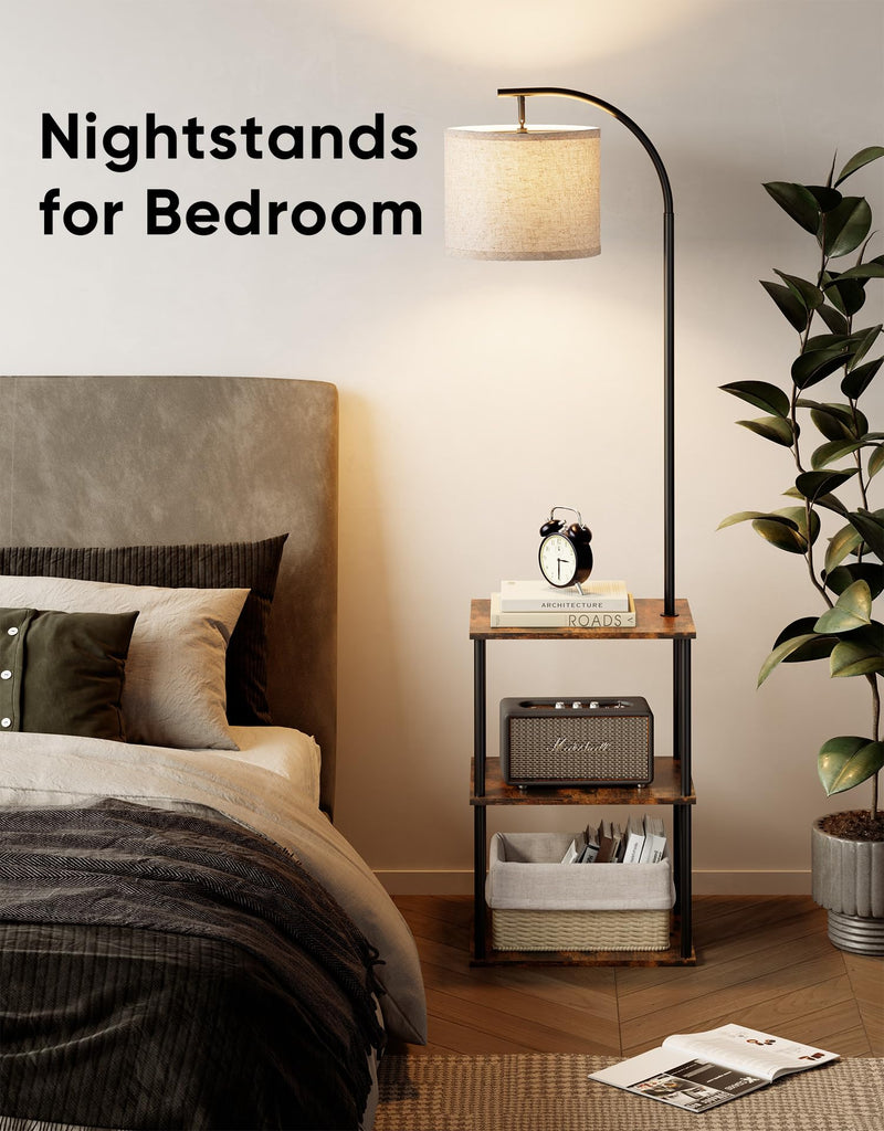 Floor Lamp with Table 2-Pack, Nightstands End Side Table