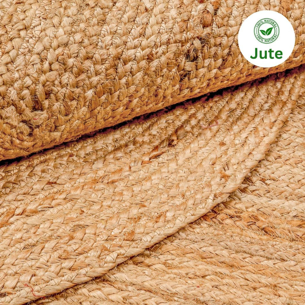 Handcrafted Jute Braided Rug 8 Feet Round - 100% Natural Jute Area Rug - Rustic Farmhouse Boho Accent Rug Bedroom