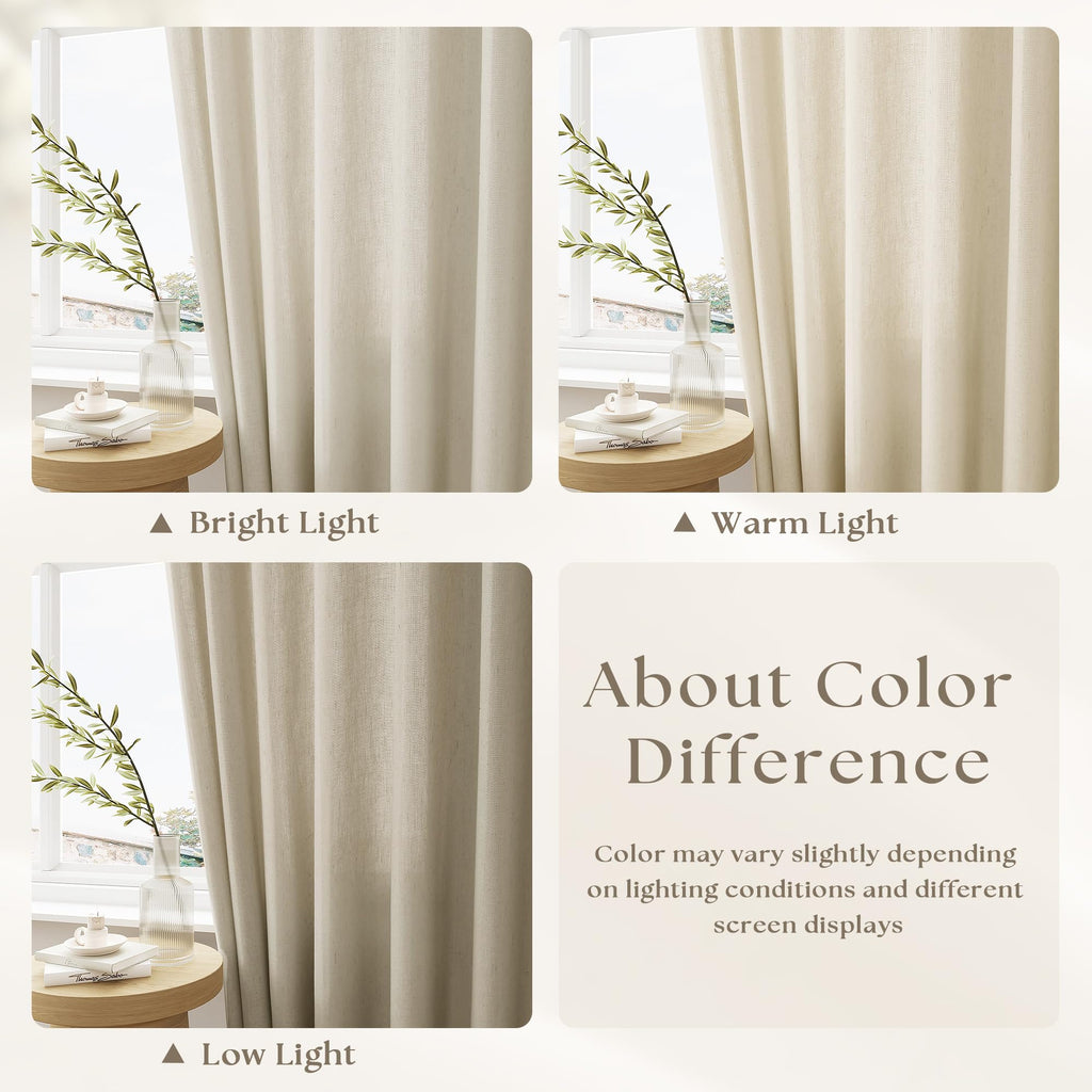 Pinch Pleat Linen 100 Inch Wide Curtains 90 Inches Long Oatmeal