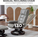 Modern Reclining Swivel Lounge Chair and Ottoman — Gray Faux Leather