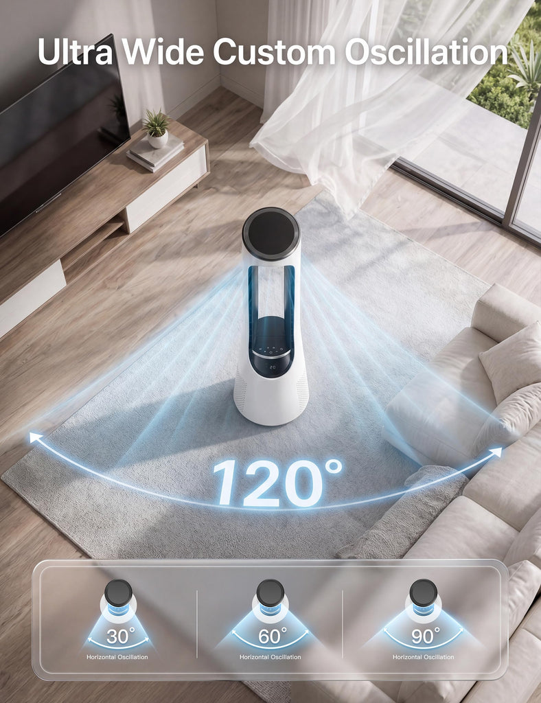 38" Bladeless Tower Fan ,Bladeless Fan with 5-Color LED,120°Adjustable Oscillating,20 Speeds & 4 Modes,Quiet DC