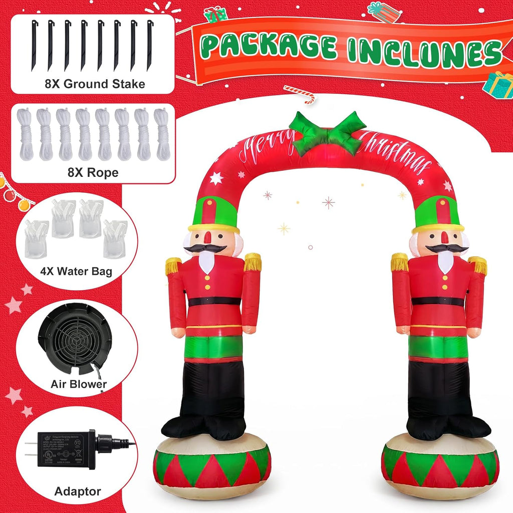 8FT Christmas Inflatable Archway Outdoor, Inflatable Nutcracker Arch Decor