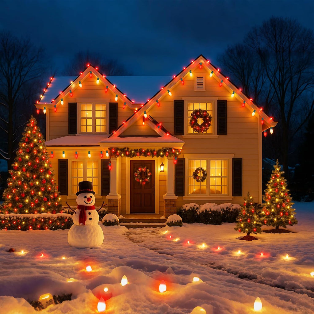 C9 Christmas Lights Outdoor, 100FT 100LED string Lights Waterproof Shatterproof, Extendable C9 Xmas Lights, Indoor