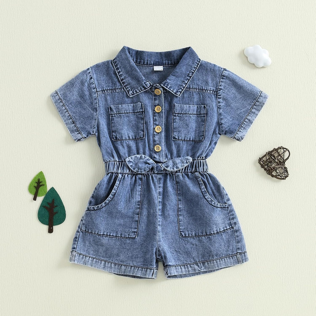 Toddler Baby Girl Denim Romper Baby Girl Overall Shorts Infant Summer Clothes Jean Jumpsuit One Piece Outfit