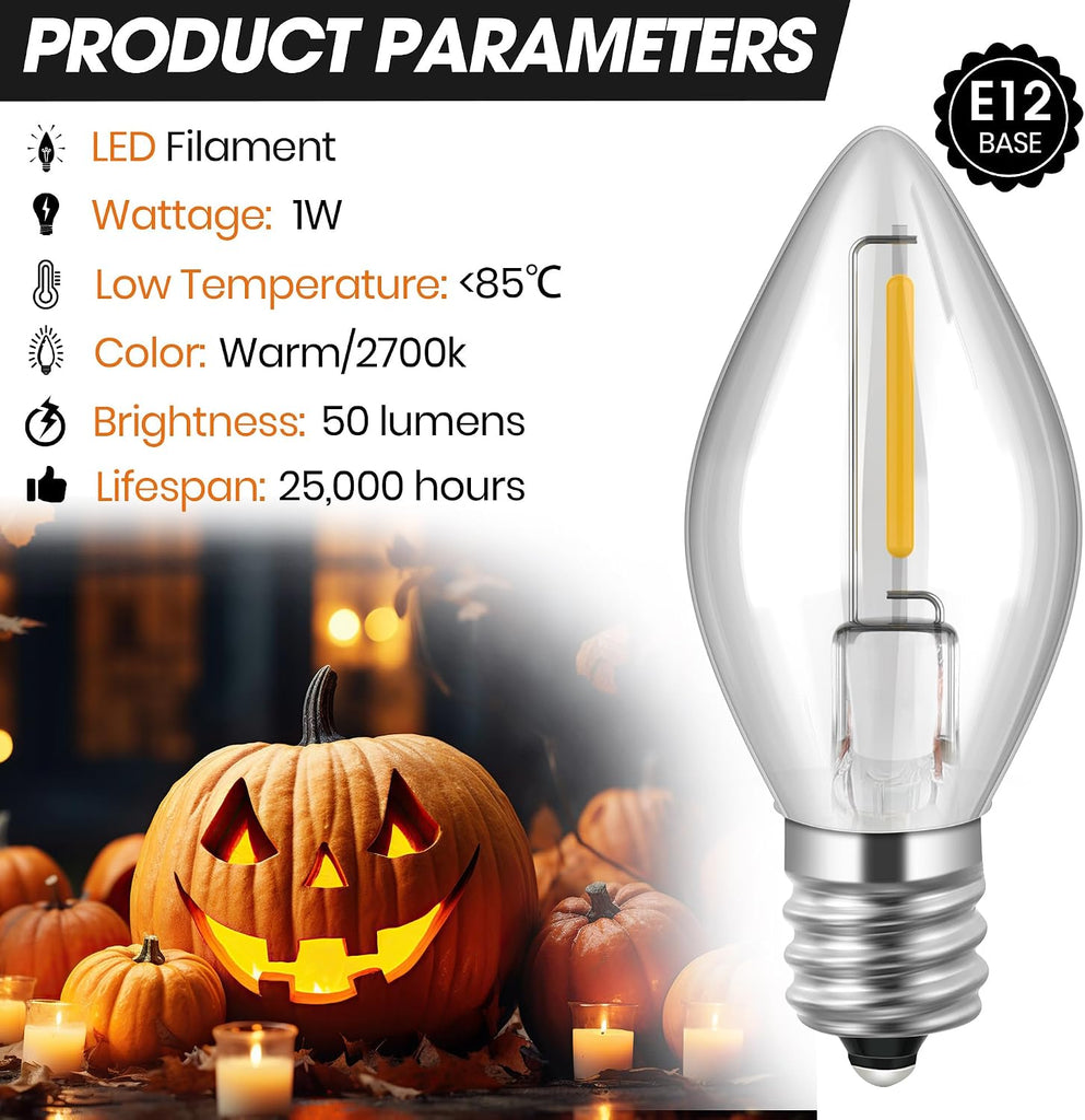 6ft Accessory Cord with 1 LED Light Bulb, C7 Bulbs