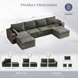 145.6” L Shaped Boneless Couches for Living Room, Modular Sofa Memory Foam