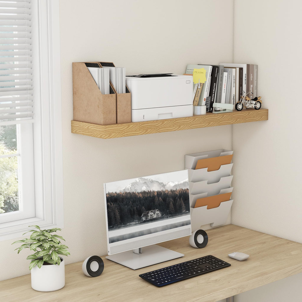 48 Inch Floating Shelf, 12'' Deep Oak Shelves for Wall Set of 1