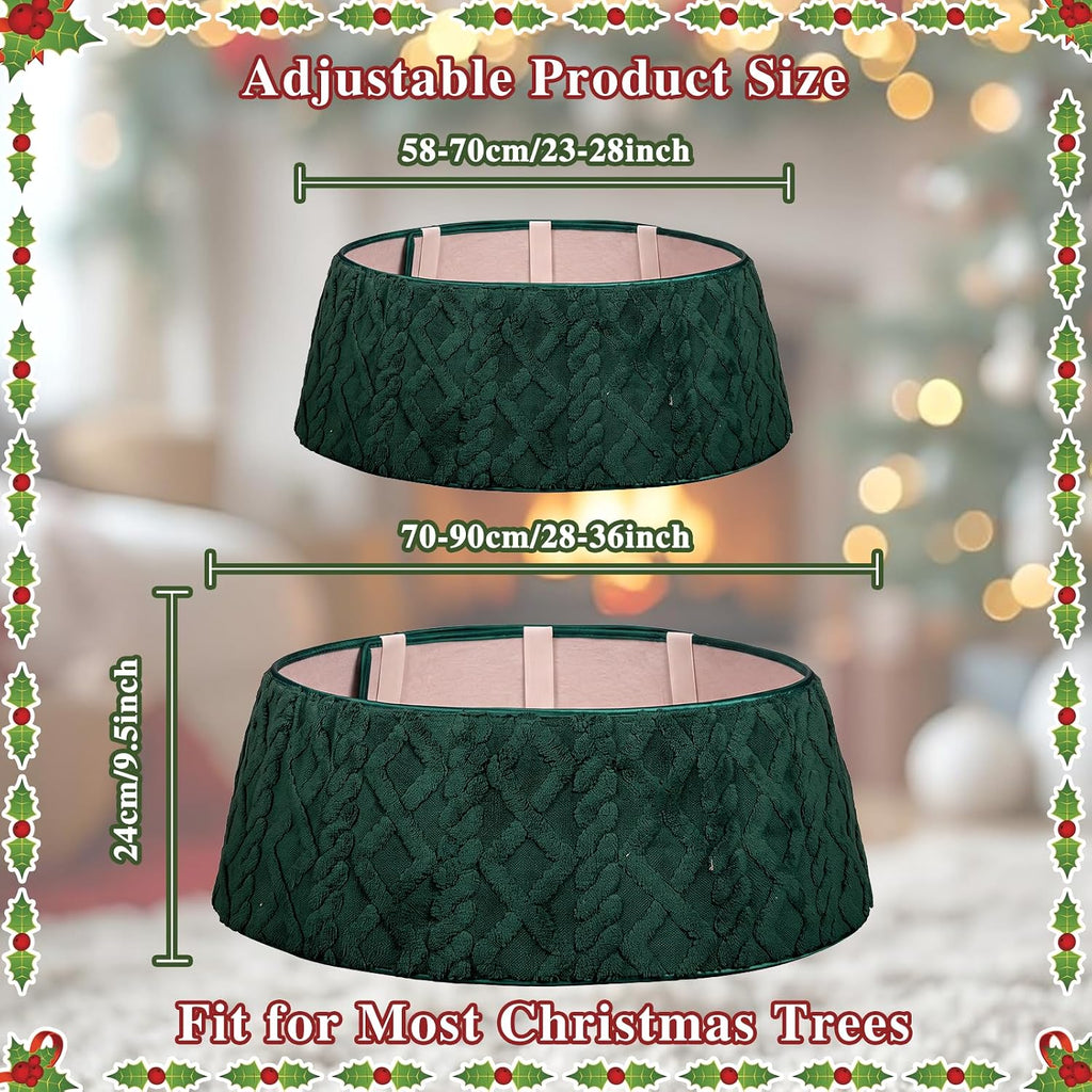 Christmas Tree Collar 28-36 Inch, Diamond Faux Fur Tree Collar Plush Christmas Tree Skirt Adjusted Xmas Tree Ring for