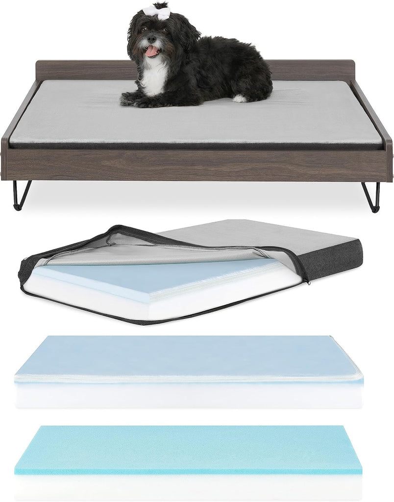 Chase Wooden Dog Bed with Calming Mattress, Elevated Pet Ded, Large