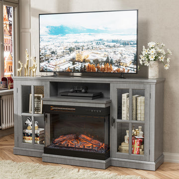 Up to 65", 3-Sided Glass, Wash Grey