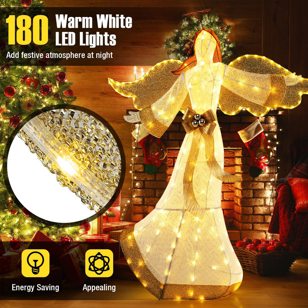 5.2 FT Outdoor Christmas Lighted Angel, Pre-lit 3D Winged Angel