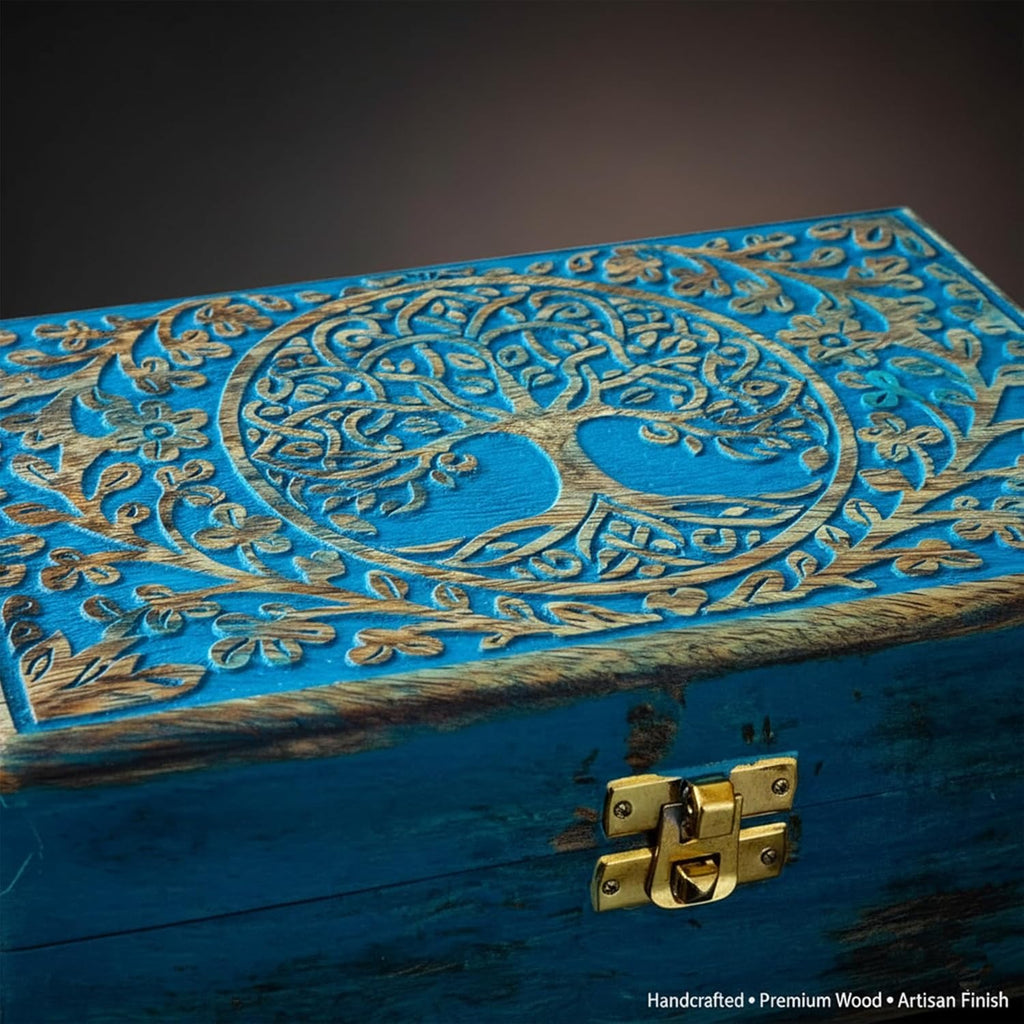 Handmade Wooden Tree of Life Keepsake Box - Rustic Jewelry & Trinket Organizer for Men & Women | Vintage Storage Box