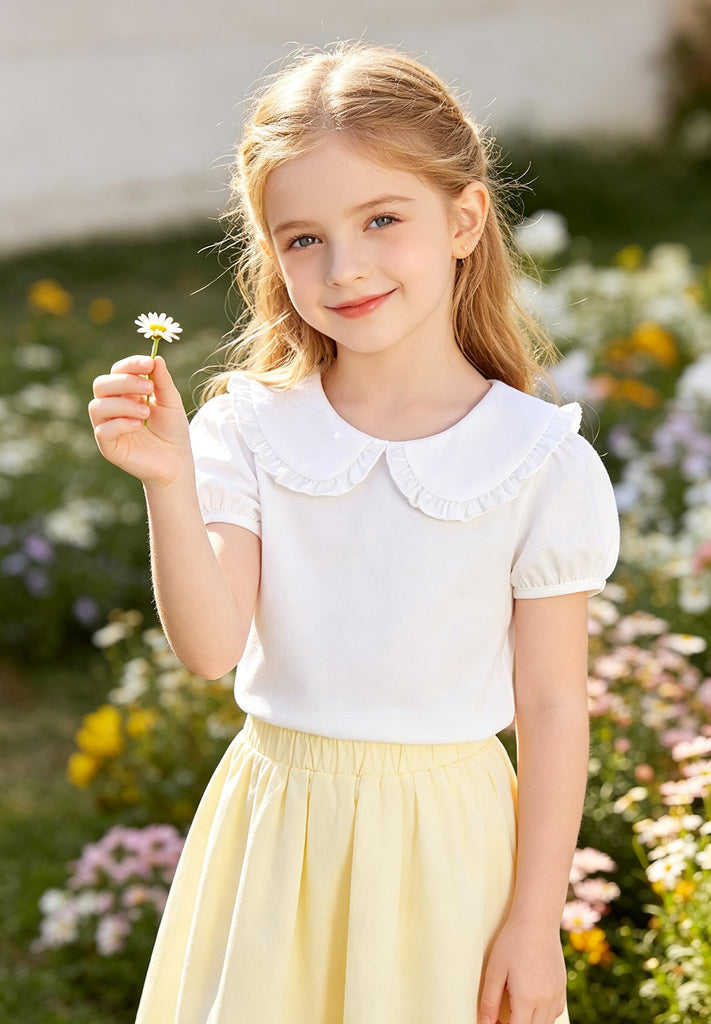 Toddler Peter Pan Collar T-Shirt Girl Cotton Blouse