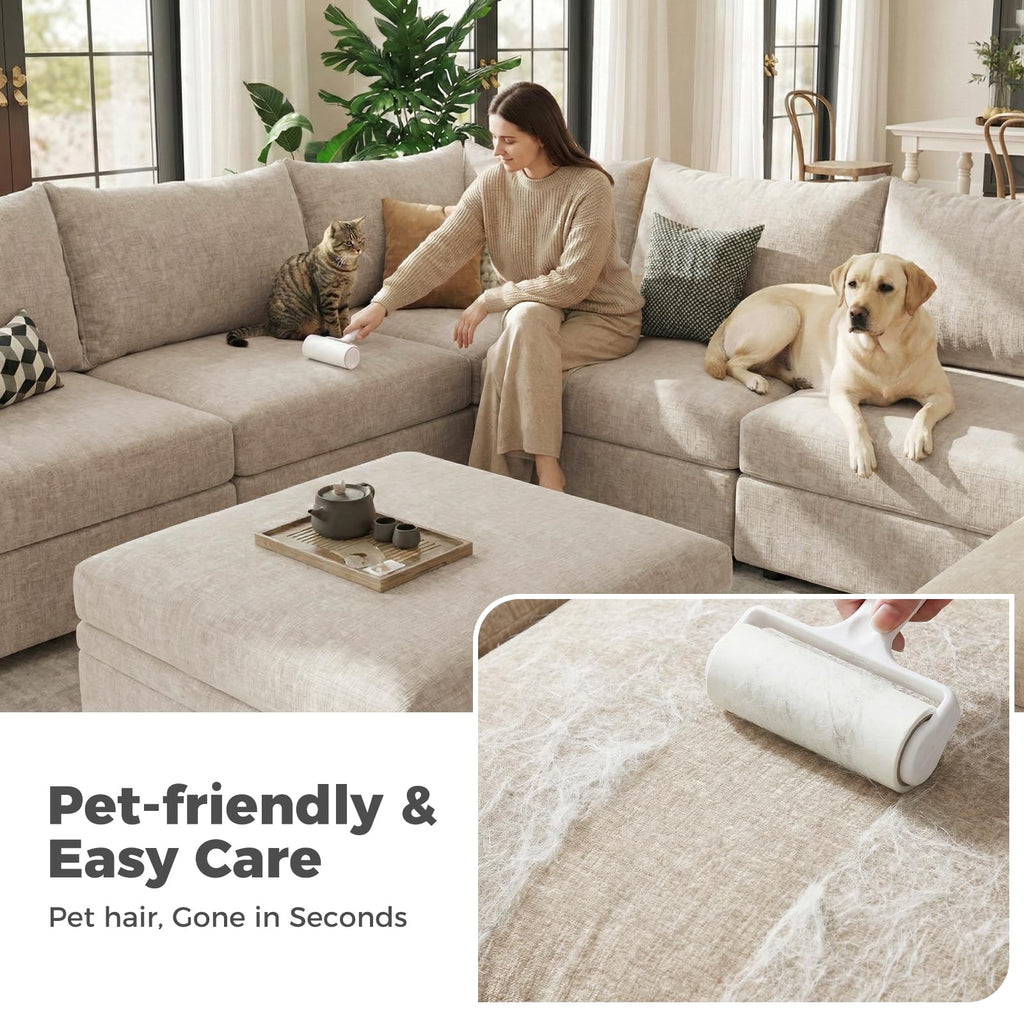 200.4" Oversized Modular Sectional Sofa, U Shaped Convertible Couch with Movable Ottoman, Large 10 Seats Corner