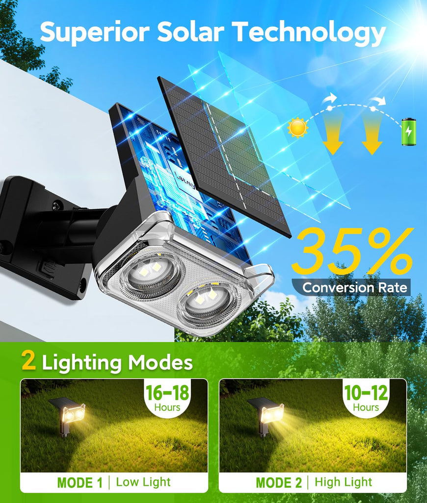 Solar Spot Lights Outdoor Waterproof, 12Pack, 14 Big LEDs, 2 Modes