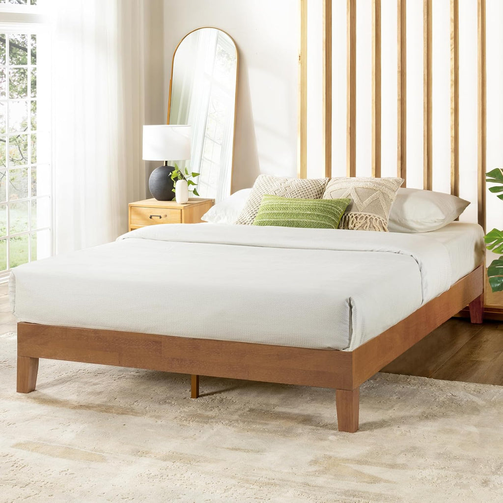 Naturalista Grand - 12 Inch Solid Wood Platform Bed with Wooden Slats - No Box Spring Needed - Queen (Natural Pine)