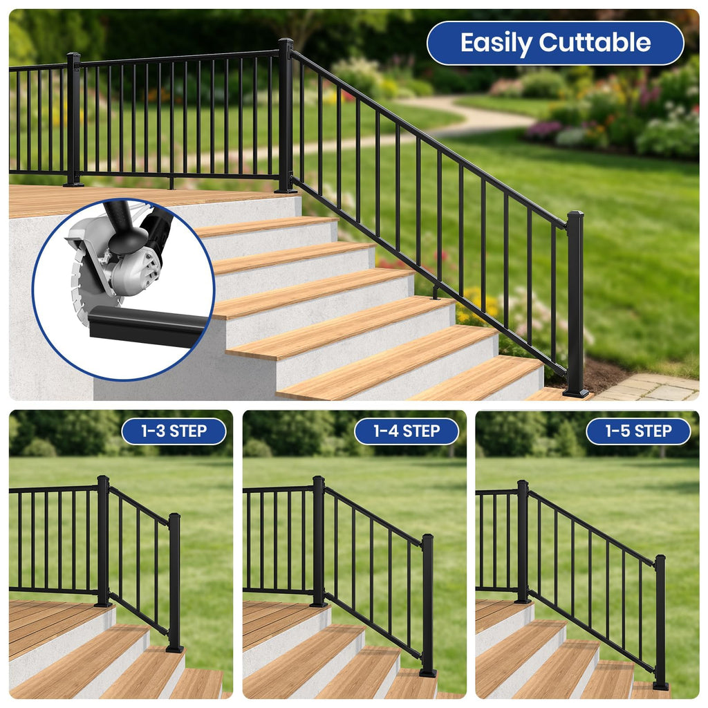 36 ". H x 4 ft. W Aluminum Stair Railing Kit with 2 39" Post