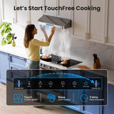 30 Inch Stainless Steel Under Cabinet Range Hood 980 CFM 3 Speed Gesture & Touch Control, LED Lights, Baffle Filters, Ducted