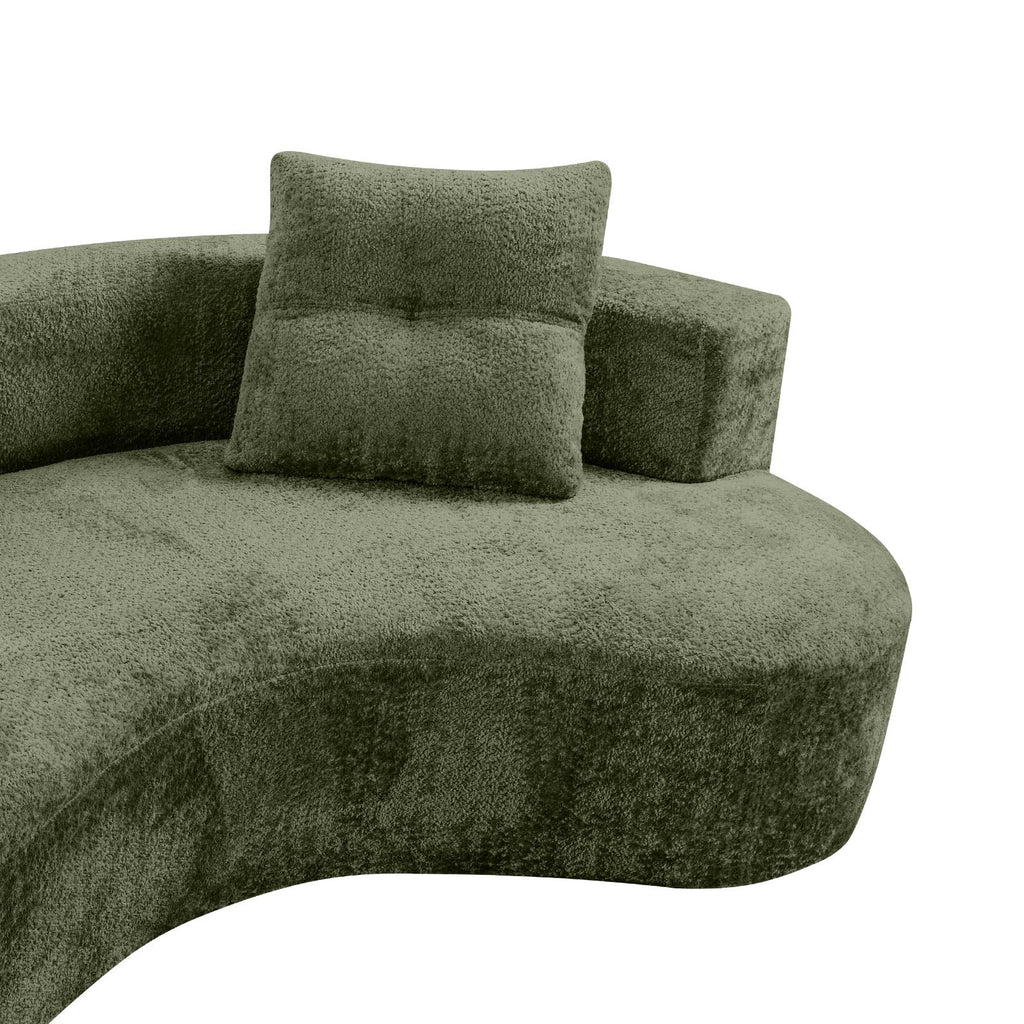 80" Boucle Curved Modular Boneless with 2 Pillows, Green