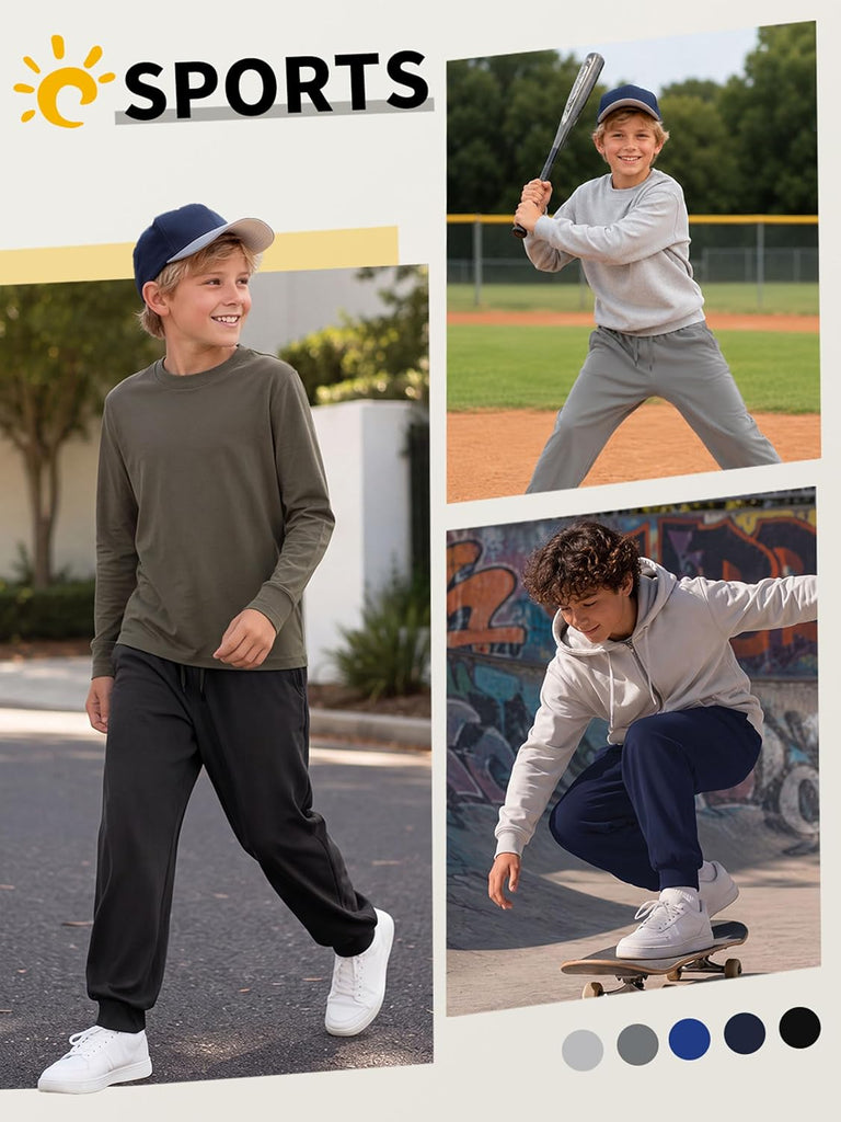 4 Pack Boys Sweatpants Athletic Joggers Pants for Youth Kids