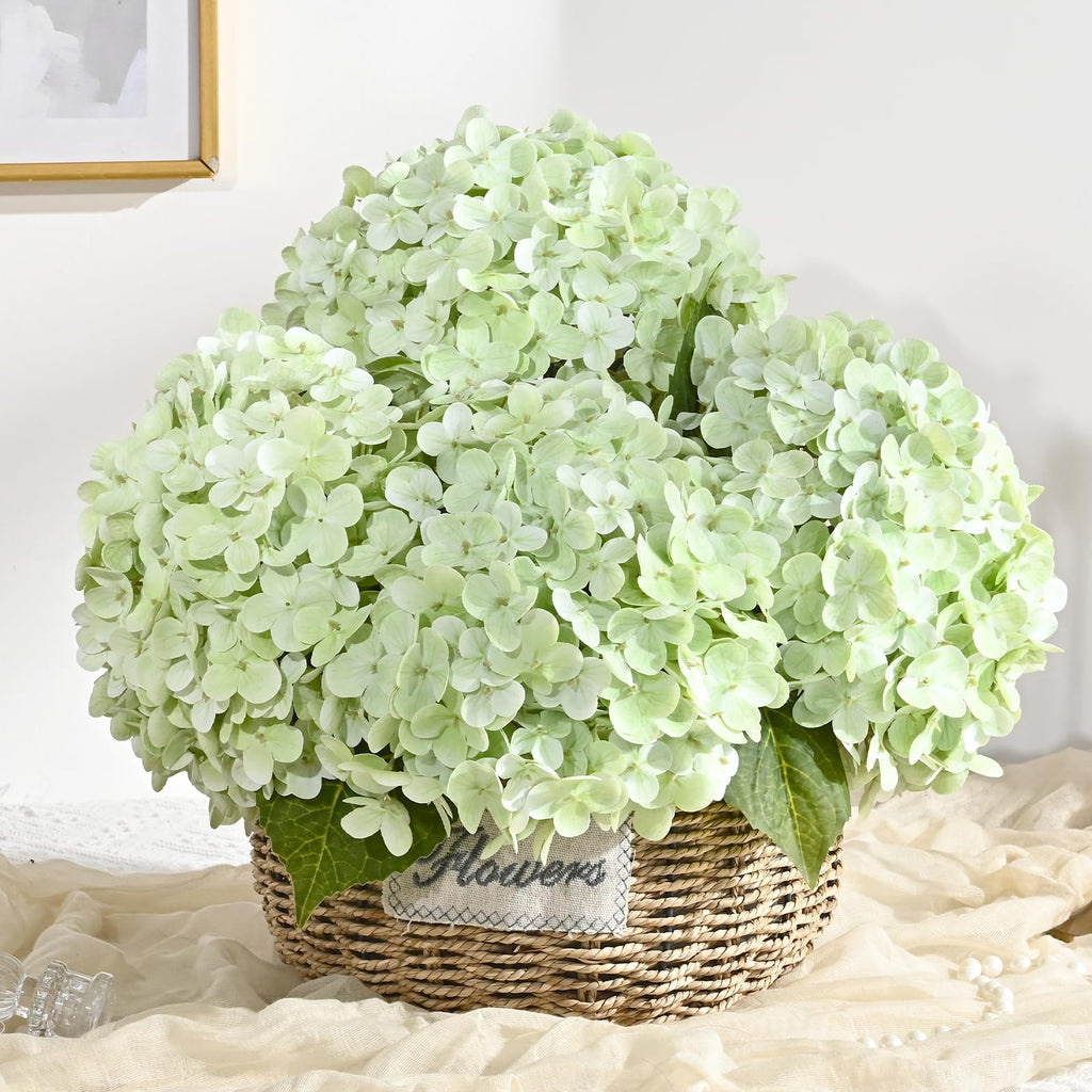 6Pcs 21" Real Touch Hydrangea Artificial Latex, Green