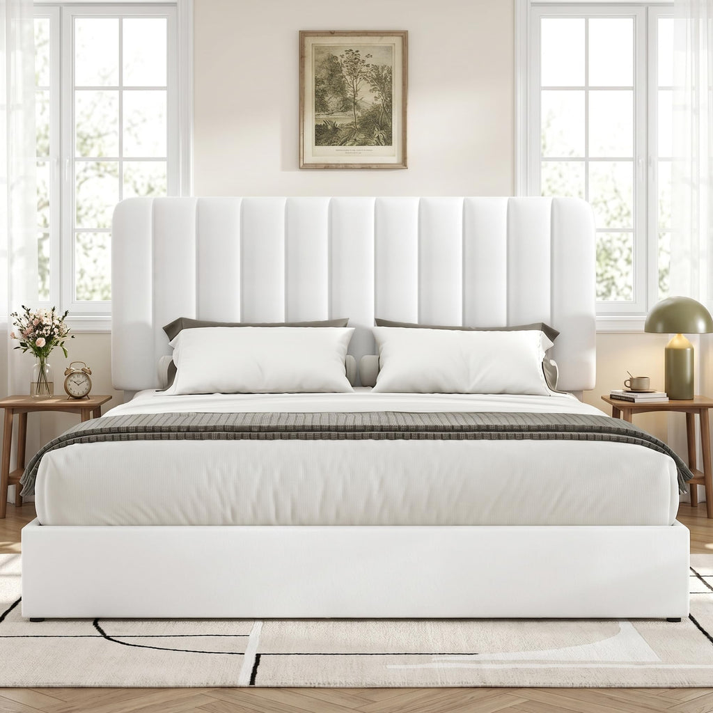 Full Size Upholstered Bed Frame with 4 Drawers and Headboard, Velvet Platform Storage Bedframe, Wooden Slats Support