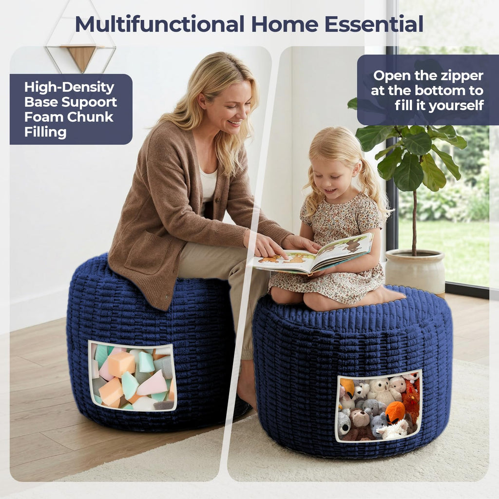Round Pouf Ottoman Foot Rest, 20x15 In Foot Stools Ottoman