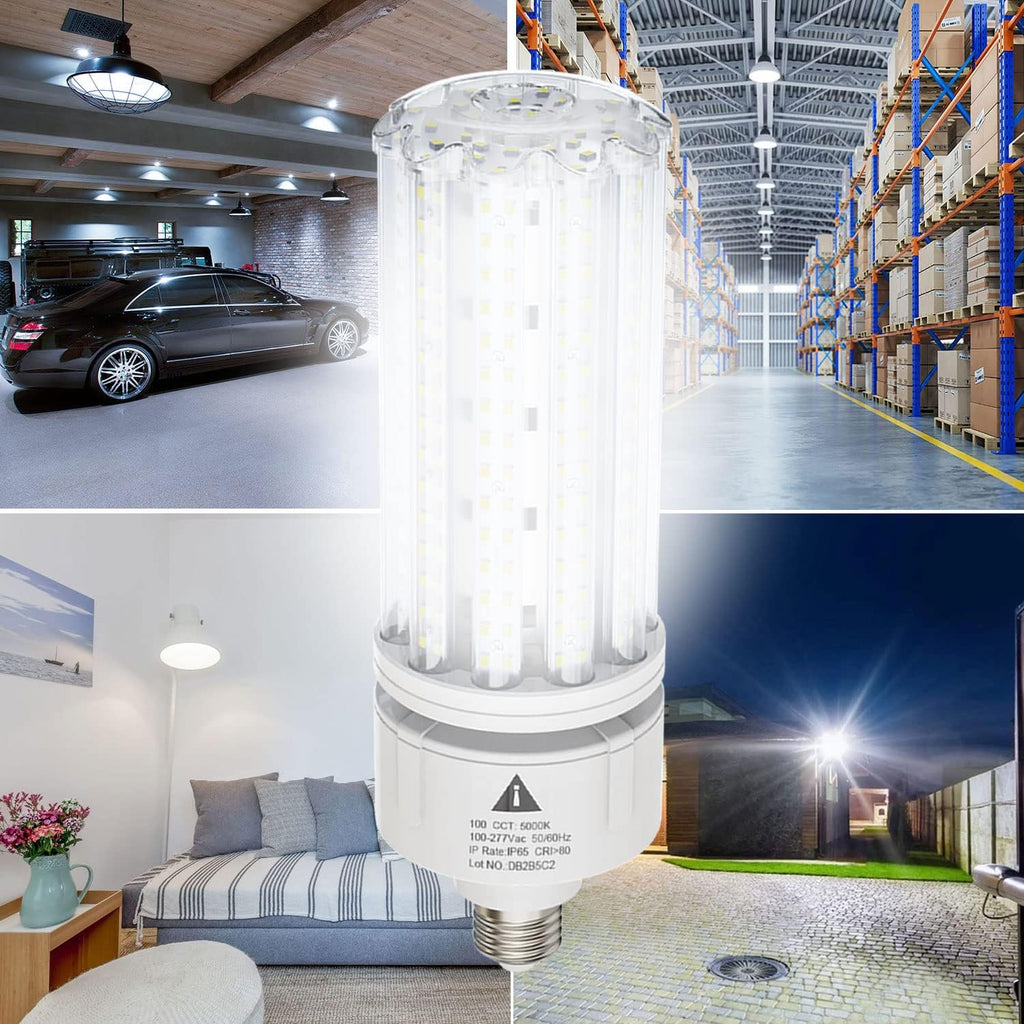 2 Pack 100W LED Corn Light Bulb 5000K Daylight 15000 Lumens Super Bright, E26/E39 Base Led Corn Bulbs Replace Metal