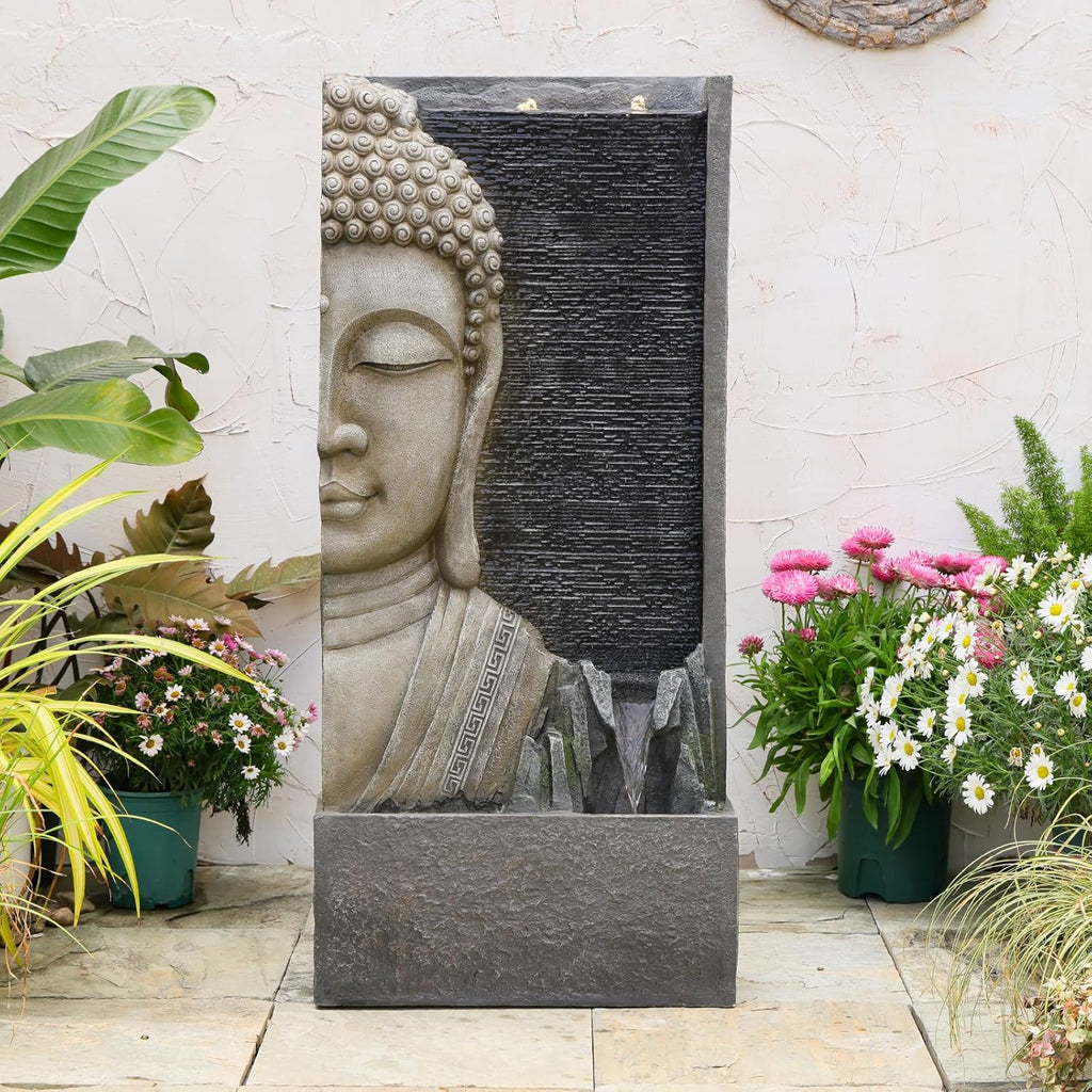47.5" Buddha Water Fountain Outdoor with LED Lights